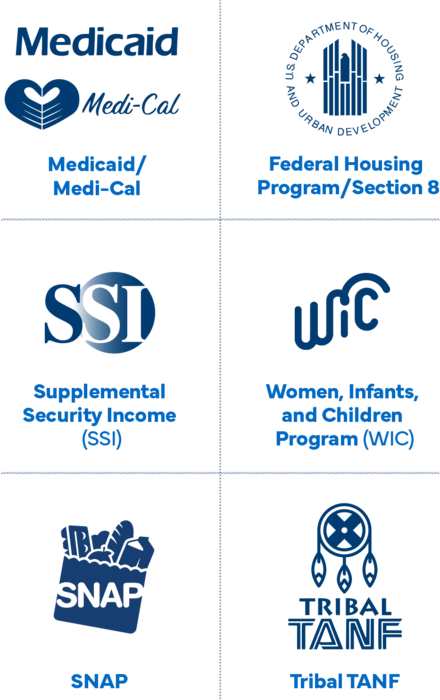 Logos for qualifying programs for Lifeline and ACP benefit